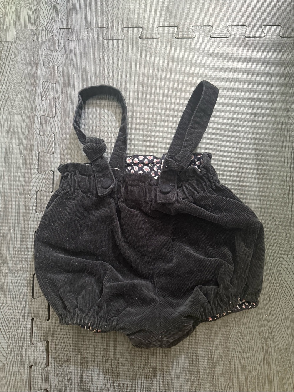 Black Corduroy toddler Bloomers with Detachable Straps
